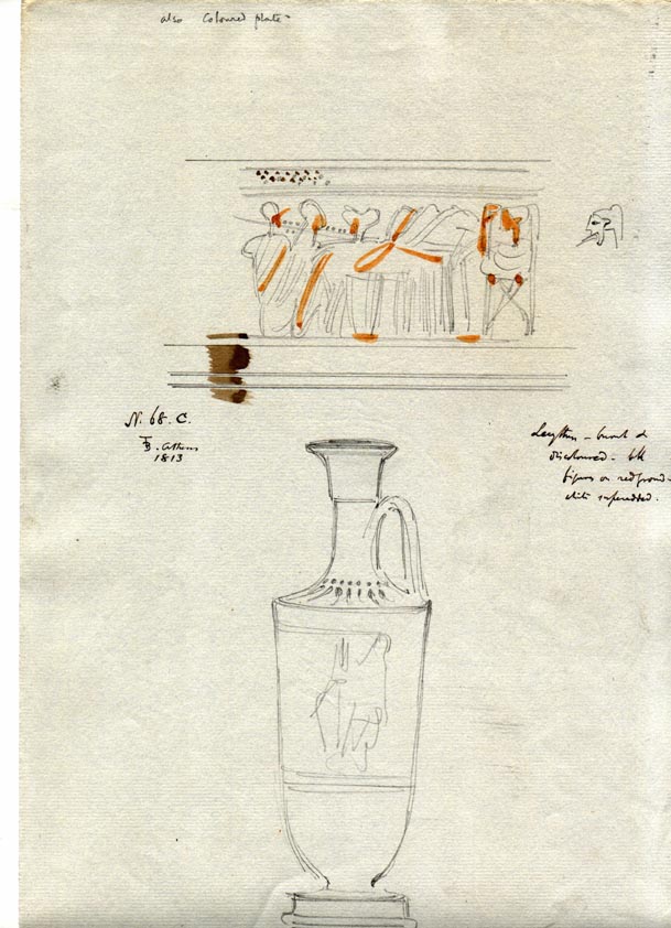 (68c) red ground lekythos sketch with detail